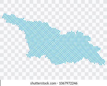 Abstract blue map of Georgia - planet dots planet, isolated on transparent background.Vector eps 10