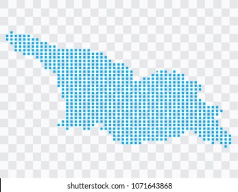 Abstract blue map Georgia of square pixels, isolated on transparent background.Vector eps 10