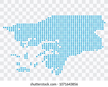 Abstract blue map Guinea Bissau of square pixels, isolated on transparent background.Vector eps 10