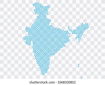 Abstract blue map of India - planet dots planet, isolated on transparent background.Vector eps 10