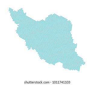 Abstract blue map of Iran - dots planet, lines, global world map halftone concept. Vector illustration eps 10.
