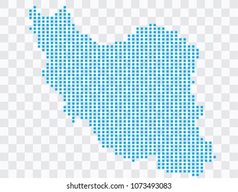Abstract blue map Iran of square pixels, isolated on transparent background.Vector eps 10
