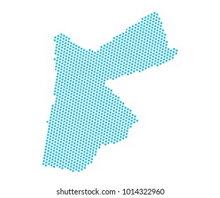 Abstract blue map of Jordan - dots planet, lines, global world map halftone concept. Vector illustration eps 10.