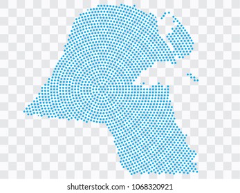 Abstract blue map of Kuwait - planet dots planet, isolated on transparent background.Vector eps 10