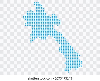 Abstract blue map Laos 2
 of square pixels, isolated on tansparent background.Vector eps 10
