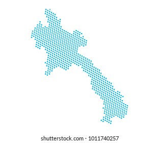 Abstract blue map of Laos - dots planet, lines, global world map halftone concept. Vector illustration eps 10.