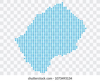 Abstract blue map Lesotho of square pixels, isolated on transparent background.Vector eps 10
