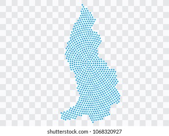 Abstract blue map of Liechtenstein - planet dots planet, isolated on transparent background.Vector eps 10