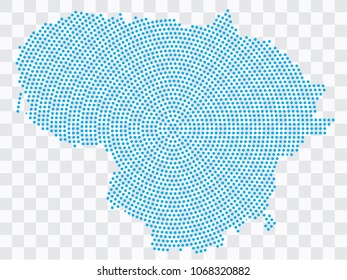 Abstract blue map of Lithuania - planet dots planet, isolated on transparent background.Vector eps 10