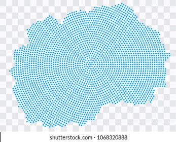 Abstract blue map of Macedonia - planet dots planet, isolated on transparent background.Vector eps 10