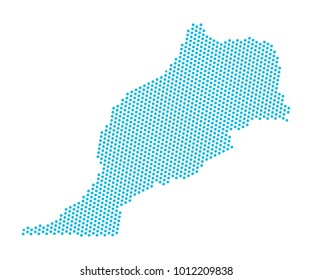 Abstract blue map of Morocco- dots planet, lines, global world map halftone concept. Vector illustration eps 10.