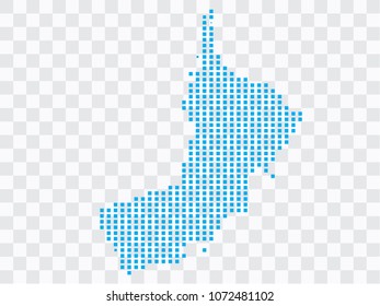 Abstract blue map Oman of square pixels, isolated on transparent background.Vector eps 10