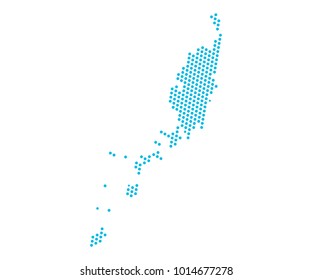 Abstract blue map of Palau - dots planet, lines, global world map halftone concept. Vector illustration eps 10.