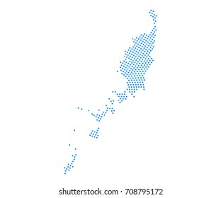Abstract blue map of Palau radial dot planet on white background, halftone concept. Vector illustration eps 10.