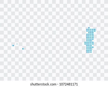 Abstract blue map Portugal of square pixels, isolated on transparent background.Vector eps 10
