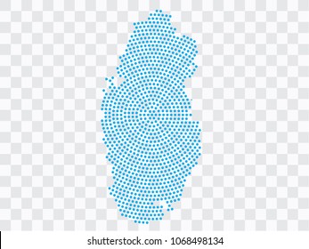 Abstract blue map of Qatar - planet dots planet, isolated on transparent background.Vector eps 10