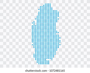 Abstract blue map Qatar of square pixels, isolated on transparent background.Vector eps 10