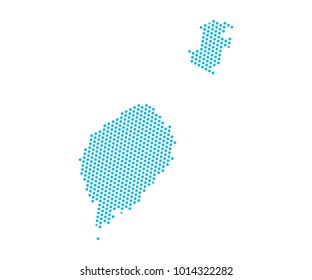 Abstract blue map of Sao Tome and Principe - dots planet, lines, global world map halftone concept. Vector illustration eps 10.
