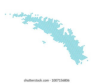 Abstract blue map of South Georgia and the South Sandwich Islands - dots planet, lines, global world map halftone concept. Vector illustration eps 10.