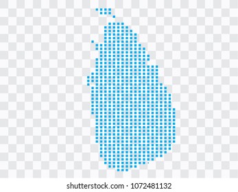 Abstract blue map Sri Lanka of square pixels, isolated on transparent background.Vector eps 10