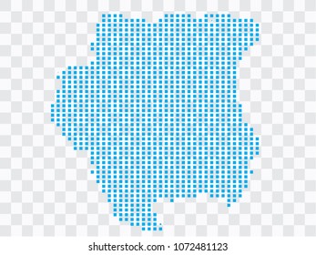 Abstract blue map Suriname of square pixels, isolated on transparent background.Vector eps 10