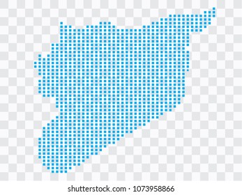 Abstract blue map Syria of square pixels, isolated on transparent background.Vector eps 10