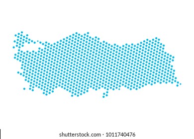 Abstract blue map of Turkey - dots planet, lines, global world map halftone concept. Vector illustration eps 10.