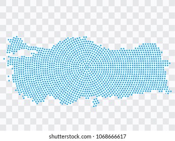 Abstract blue map of Turkey - planet dots planet, isolated on transparent background.Vector eps 10

