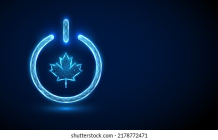 Abstract blue maple leaf shape in power button