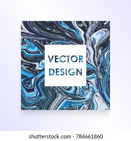 Abstract blue marble watercolor texture card, with place your text. Template for your designs, banner, poster, flyer, invitation, party, birthday, wedding. Trendy vector
