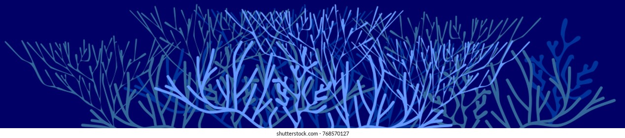 Abstract blue marine background with stylized branched corals