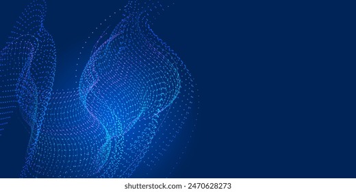 Abstract blue mesh background of lines and dots with a copy of the space for the text of presentations, web banners, social networks. Vector illustration