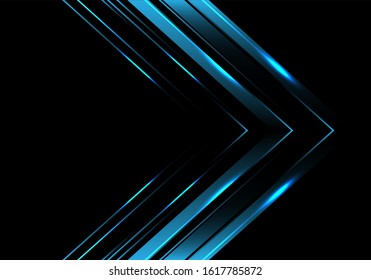 Abstract blue metallic arrow direction on black luxury design modern futuristic background vector illustration.