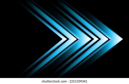 Abstract blue metallic arrow direction geometric on black with blank space design modern technology futuristic background vector illustration.