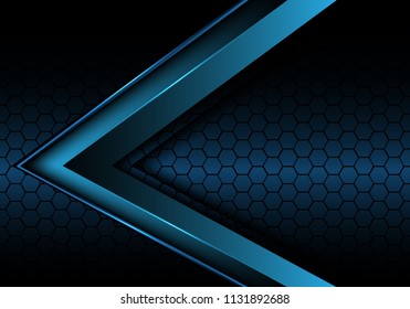 Abstract blue metallic arrow on hexagon mesh design modern luxury  futuristic background vector illustration.