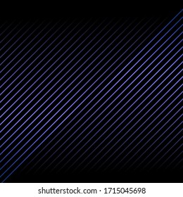 Abstract blue metallic diagonal line pattern on black background and texture. Vector illustration