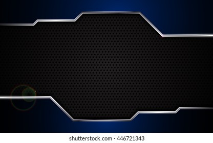 abstract blue metallic frame steel texture design template background