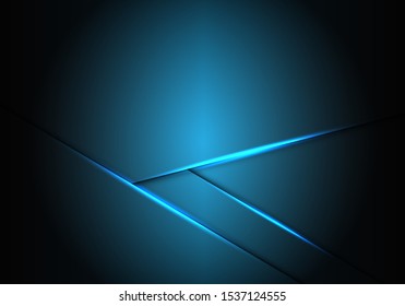 Direção de seta de luz metálica azul abstrato com design de espaço em branco moderna ilustração de vetor de fundo futurista de luxo.