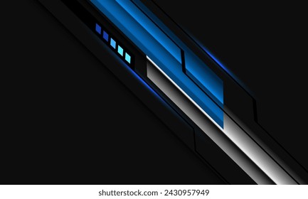 Abstract blue metallic silver black cyber slash geometric on grey with blank space design modern futuristic technology background vector illustration.