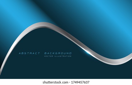 Abstract blue metallic silver line curve with blank space for text design modern luxury futuristic background vector illustration.