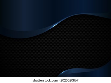Abstrakte blaue Metallic-Wellenform mit Beleuchtung auf schwarzem Hintergrund und Textur. Vektorgrafik