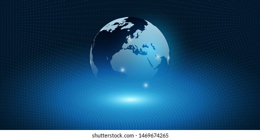 Resumen Estilo mínimo azul Cloud Computing, estructura de redes, diseño de conceptos de telecomunicaciones, conexiones de red - Ilustración de vectores