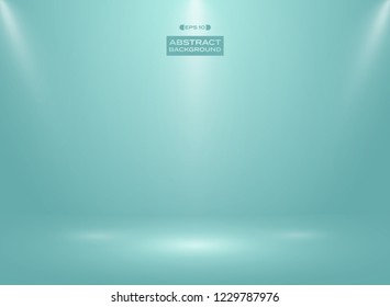 Abstract of blue mint color in studio room background with sportlights. Illustration vector eps10