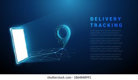 Abstract blue mobile phone with pin icon