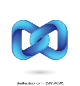 Abstract Blue Model of Geometric Torus Knot Object. Illustration for Science, Digital or Biological Design on White Backdrop