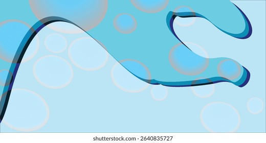 Abstract blue modern background with circle elements. Softness concept when looking. Bubble vector illustration for t-shirts, posters, banners and packaging.
