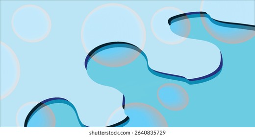 Abstract blue modern background with circle elements. Softness concept when looking. Bubble vector illustration for t-shirts, posters, banners and packaging.