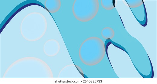 Abstract blue modern background with circle elements. Softness concept when looking. Bubble vector illustration for t-shirts, posters, banners and packaging.