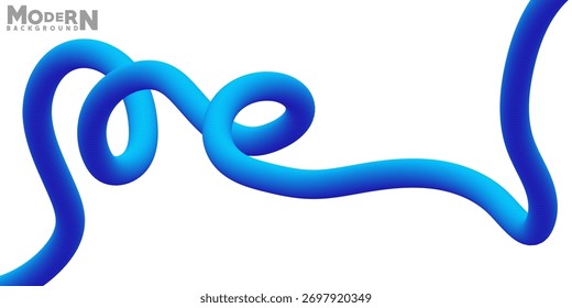 Abstract Blue Modern Background Design with Winding Shape and Clean White Space