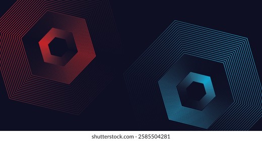 Abstract blue modern background with dynamic geometric shapes.